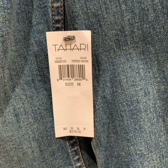 New Tahari Denim Jacket Fitted M $280 - Picture 2 of 8